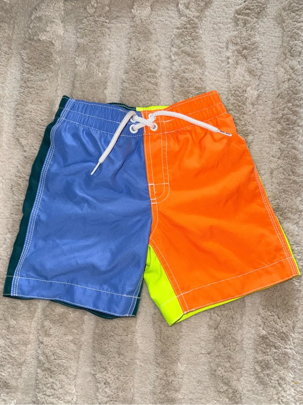 GAP Boys Colorblock Swim Trunks - Blue, Orange & Neon Yellow